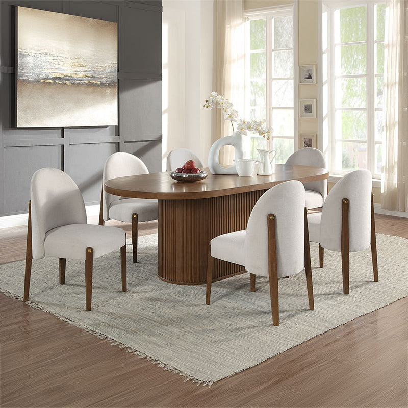 Gamarya - Side Chair (Set of 2) - White Fabric & Oak - R&R Furniture Gallery (Fountain Valley, CA)