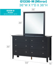 Glory Furniture Primo dresser with sleek wood finish, multiple drawers, and modern design for bedroom storage.