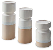 Hurston - Candle Holder Set (Set of 3) - Ivory / Brown - R&R Furniture Gallery (Fountain Valley, CA)