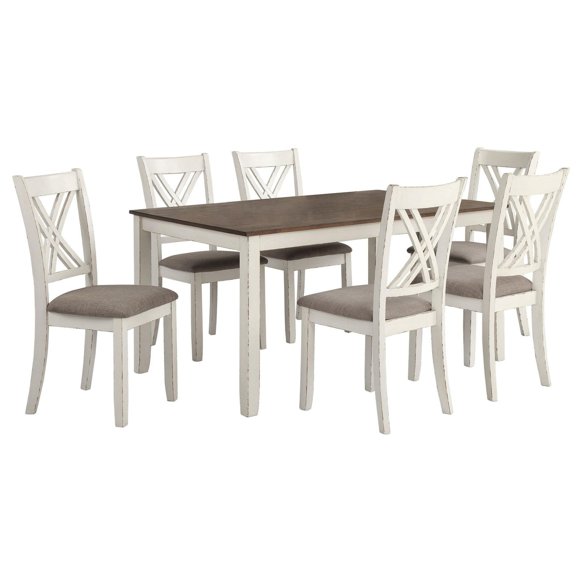 Fortress 7-piece Rectangular Dining Set Vintage Vanilla