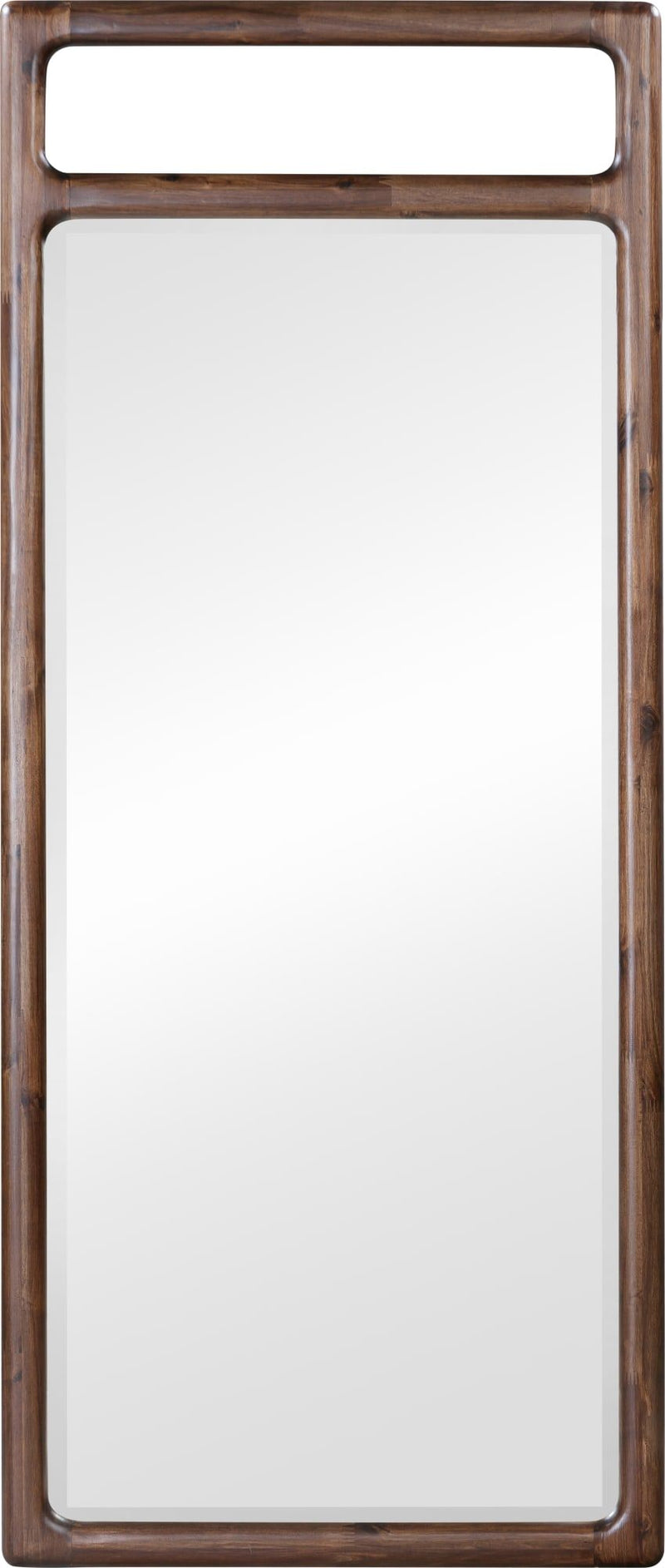 Sol Beveled Glass Floor Mirror in Brown Spce