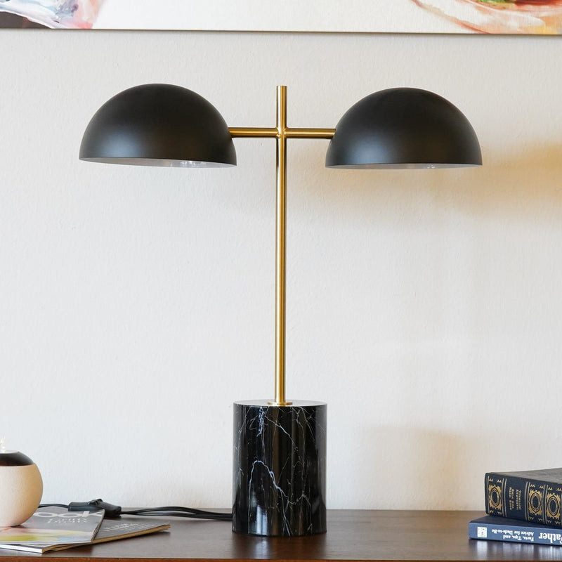 Nova - Hydro Table Lamp With On / Off Switch Double Lamp - Black / Gold / Marble - R&R Furniture Gallery (Fountain Valley, CA)