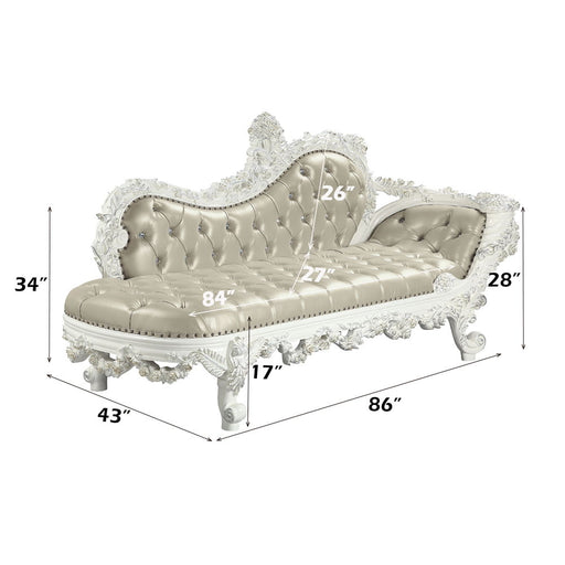 Vanaheim - Bench - Beige Synthetic Leather & Antique White - R&R Furniture Gallery (Fountain Valley, CA)