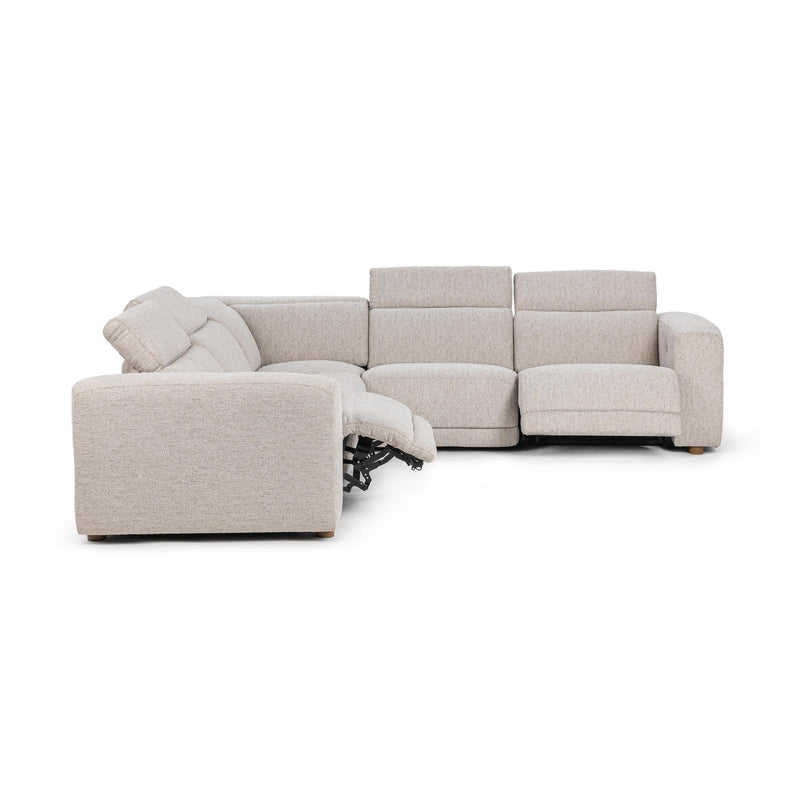 Classic Home Knoxville power recliner sectional showing plush fabric, reclining seats, and modern design in a spacious living room.