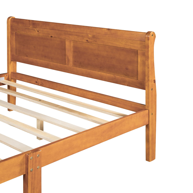 Platform Bed Frame Mattress Foundation Sleigh Bed With Headboard / Footboard / Wood Slat Suppor - R&R Furniture Gallery (Fountain Valley, CA)