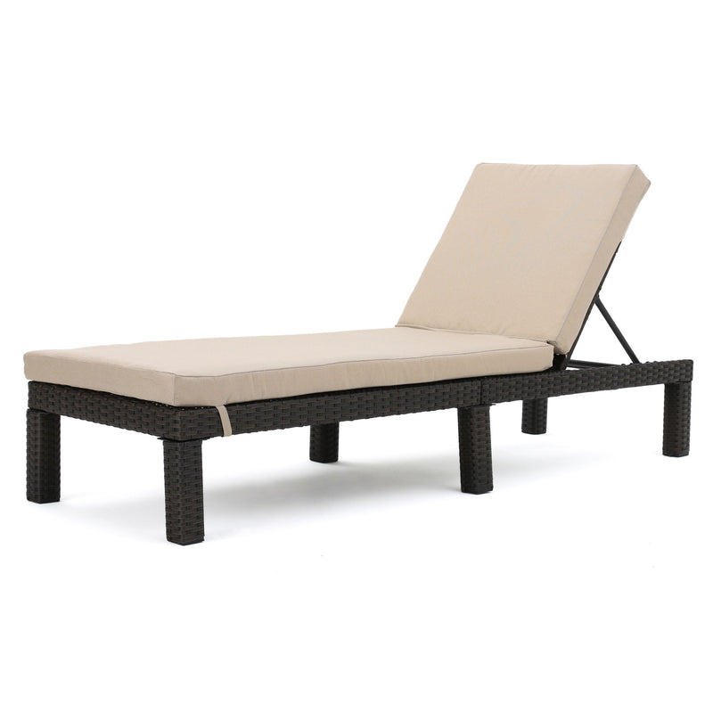 Puerta - Chaise Lounge Frame Cushion Outdoor Wicker Iron - Beige / Dark Brown - R&R Furniture Gallery (Fountain Valley, CA)