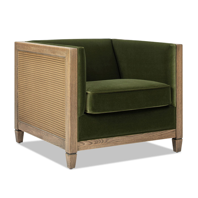 Georgia - Cane Tuxedo Armchair - Olive Green - R&R Furniture Gallery (Fountain Valley, CA)