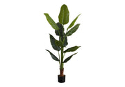 59" Tall, Artificial Plant, Strelitzia Tree, Indoor, Faux, Fake, Floor, Greenery, Potted, Real Touch, Decorative - Green / Black - R&R Furniture Gallery (Fountain Valley, CA)