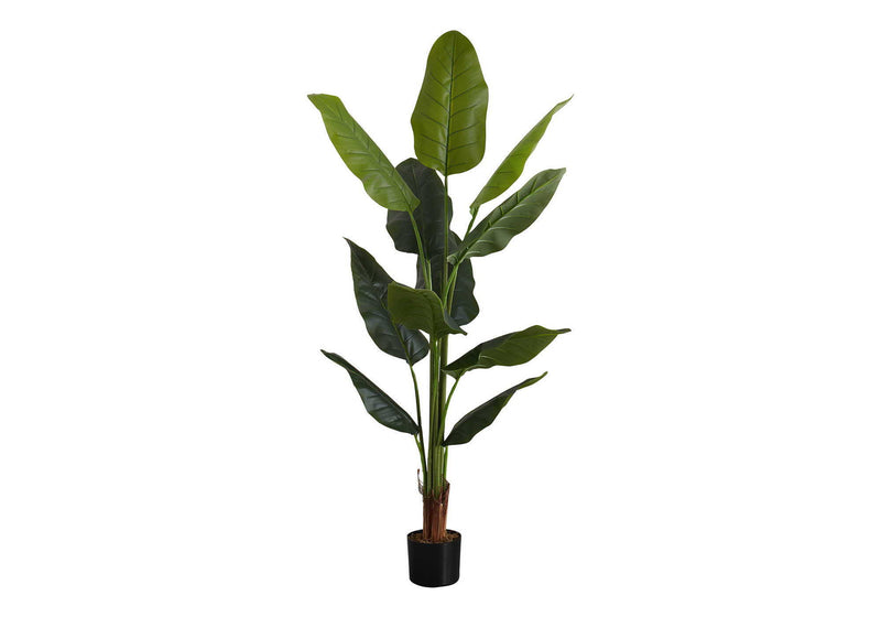 59" Tall, Artificial Plant, Strelitzia Tree, Indoor, Faux, Fake, Floor, Greenery, Potted, Real Touch, Decorative - Green / Black - R&R Furniture Gallery (Fountain Valley, CA)