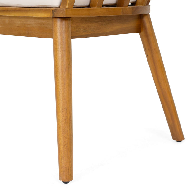 Klismos - Dining Armchair (Set of 2) - Teak / Beige - R&R Furniture Gallery (Fountain Valley, CA)