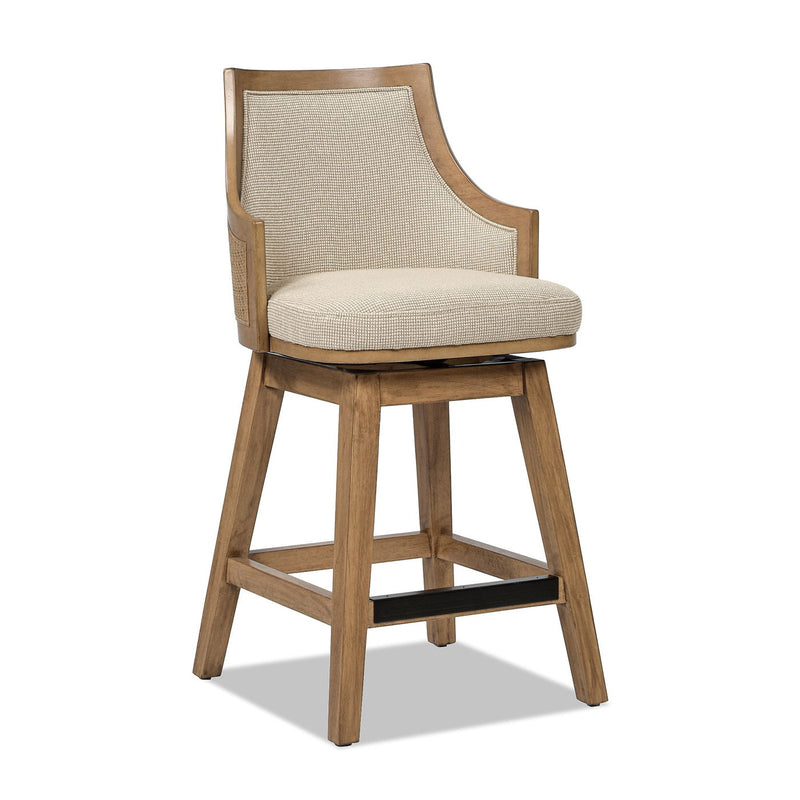 Bahama - Cane High Back Swivel Counter Stool With Recessed Arms Textured Weave - Taupe Beige - R&R Furniture Gallery (Fountain Valley, CA)