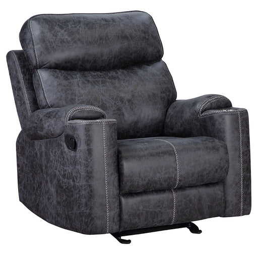 Hirah - Motion Glider Recliner - Dark Gray Polish Microfiber - R&R Furniture Gallery (Fountain Valley, CA)