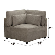 Rylie - Modular Wedge With 3 Pillows - Brown Linen - R&R Furniture Gallery (Fountain Valley, CA)