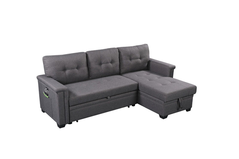 Nathan - Reversible Sleeper Sectional Sofa With Storage Chaise, USB Charging Ports And Pocket - R&R Furniture Gallery (Fountain Valley, CA)
