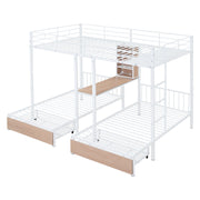 Triple Bunk Bed With Drawers, Multi-Functional Frame With Desks And Shelves In The Middle - R&R Furniture Gallery (Fountain Valley, CA)