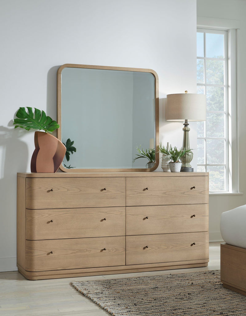 Penny Beveled Glass Wall or Dresser Mirror in Buff Cream