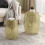 Modern Round Metal Hollow Side Table Set With Openwork Design - Gold - R&R Furniture Gallery (Fountain Valley, CA)