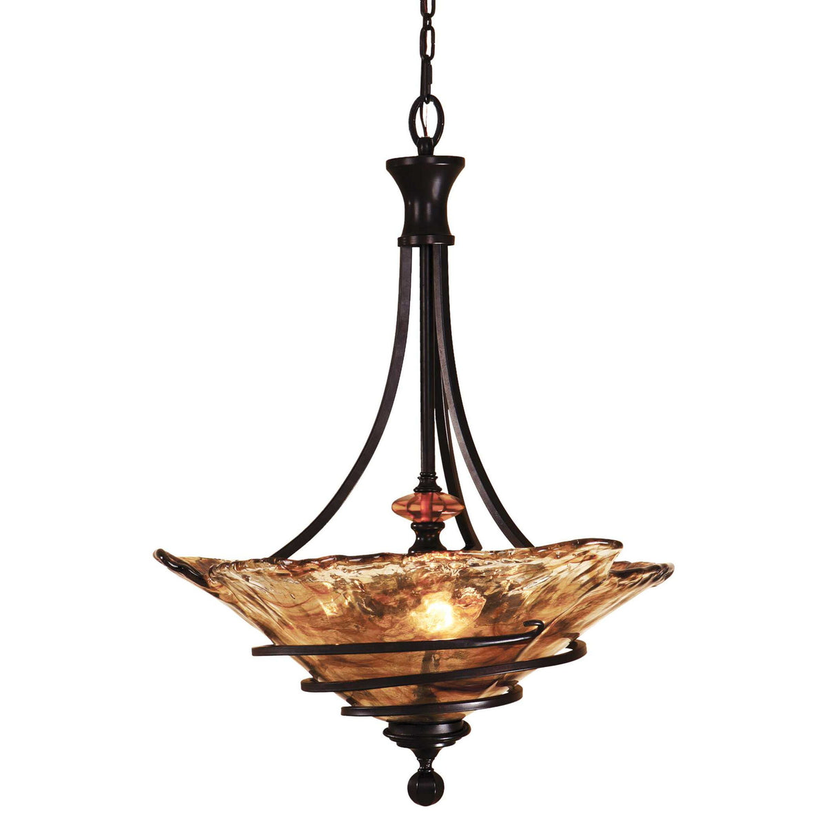 Uttermost Vitalia 3-light pendant lighting fixture with oil rubbed bronze finish, featuring a modern design and three hanging pendant lights.