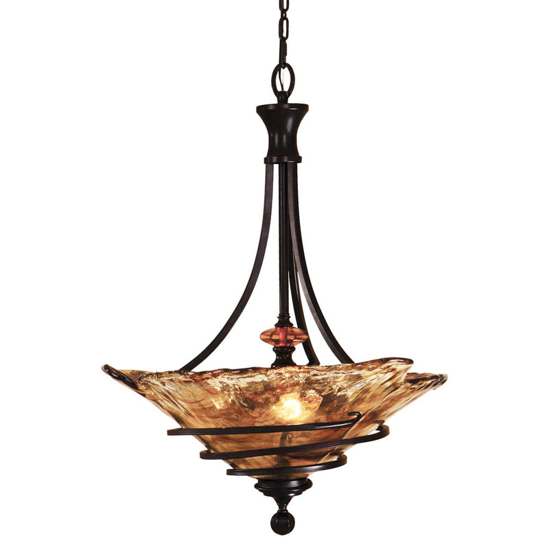 Uttermost Vitalia 3-light pendant lighting fixture with oil rubbed bronze finish, featuring a modern design and three hanging pendant lights.