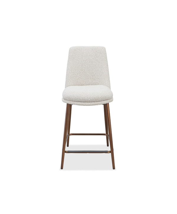 Wyatt Upholstered Counter Stool in Ricotta Boucle and Bronze Metal