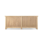 Jennifer Taylor Home Rowan 4-door sideboard cabinet in natural wood finish, featuring sleek design and spacious storage.