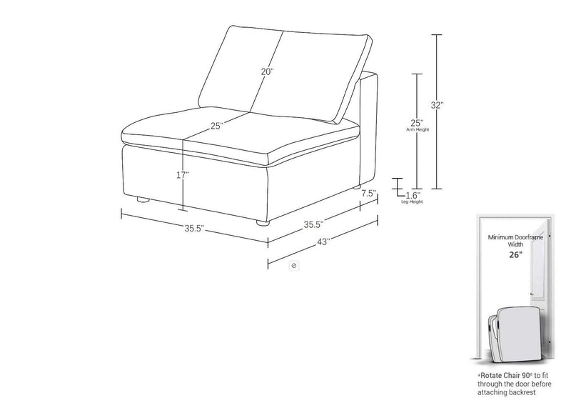 1100 - Armless Chair (Top-Grain Italian Leather)