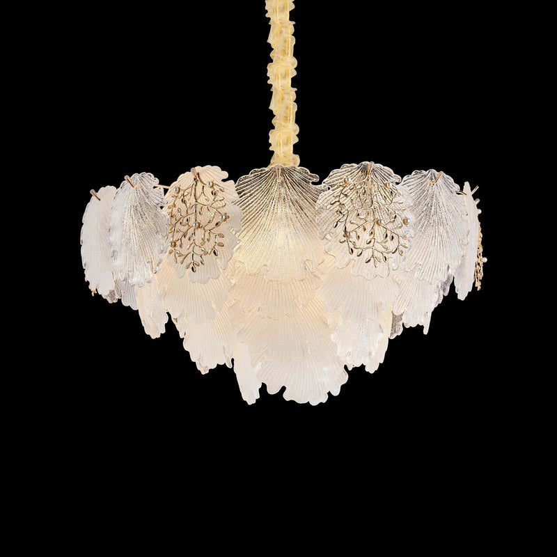 Michael Amini Lighting - Almara 9-Light Frosted Glass Chandelier - Frost / Gold