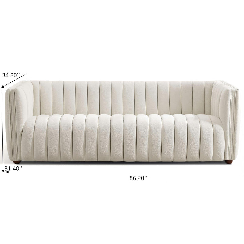 April - Mid-Century Modern Luxury Tight Back Boucle Couch - R&R Furniture Gallery (Fountain Valley, CA)