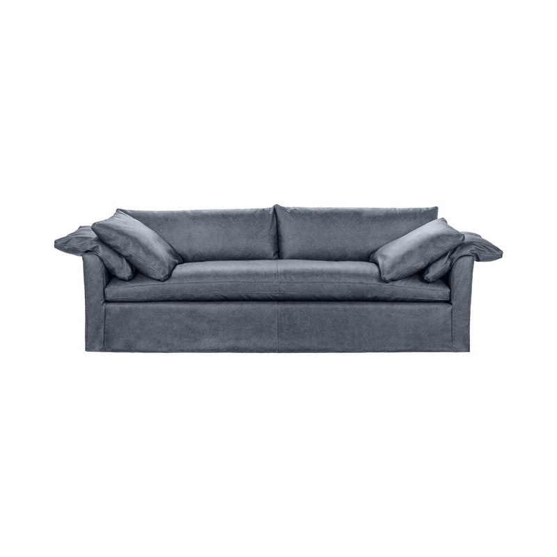 Classic Home Cassiano slip cover sofa with plush cushions and neutral fabric, showcasing its comfortable stationary sofa design.