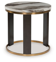 Jazmore - Round End Table - Brown / Brass Finish - R&R Furniture Gallery (Fountain Valley, CA)