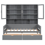 Daybed With Glass Door Storage Cabinets, Built In LED Lighting And Shelves - R&R Furniture Gallery (Fountain Valley, CA)