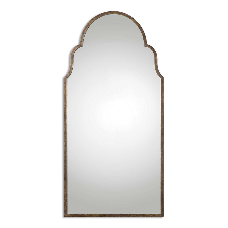 Light brown tall arch wall mirror by Uttermost, featuring a sleek frame and elegant design for stylish interior decor.
