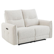 Lalisa - Power Motion Loveseat With USB Port - Cream Chenille - R&R Furniture Gallery (Fountain Valley, CA)