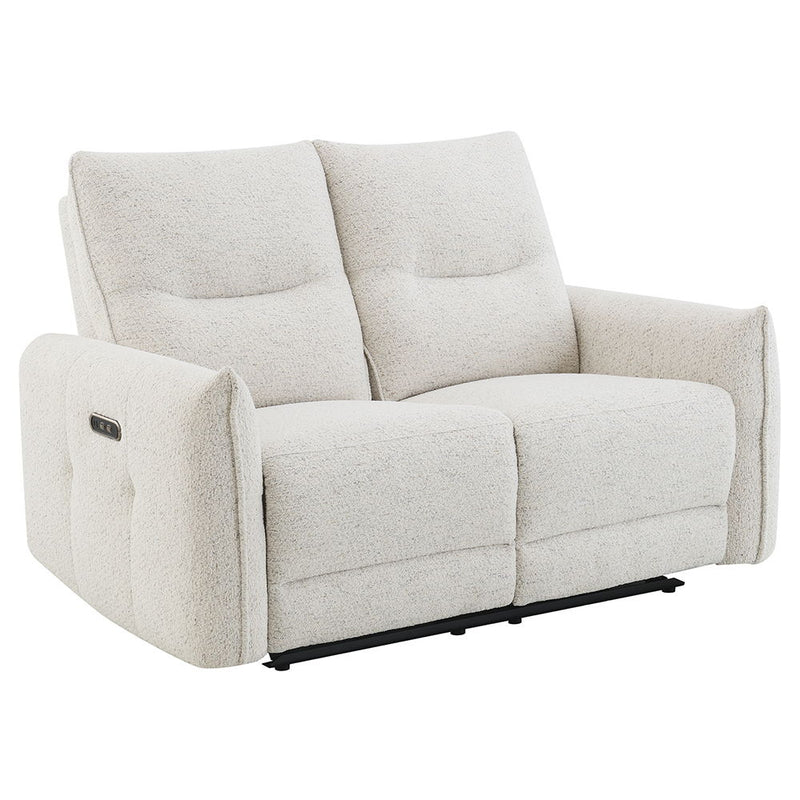 Lalisa - Power Motion Loveseat With USB Port - Cream Chenille - R&R Furniture Gallery (Fountain Valley, CA)
