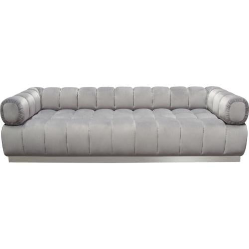 Image Low Profile Sofa in Platinum Grey Velvet w/ Brushed Silver Base