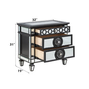 Varian II - Nightstand - Mirrored, Black & Sliver - R&R Furniture Gallery (Fountain Valley, CA)