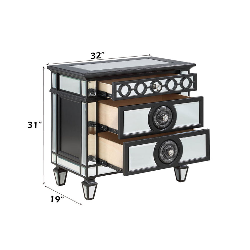 Varian II - Nightstand - Mirrored, Black & Sliver - R&R Furniture Gallery (Fountain Valley, CA)