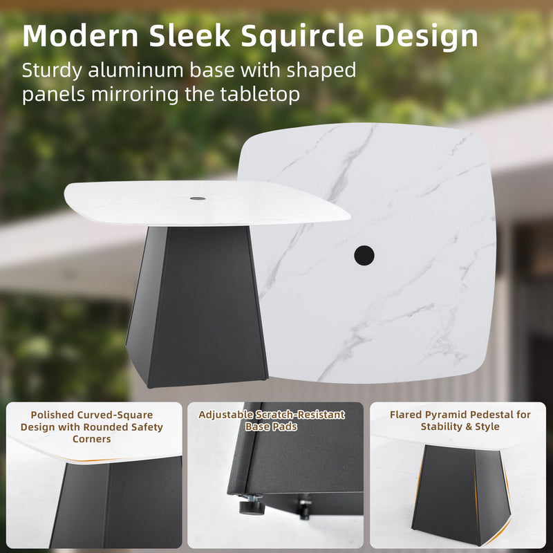 Rounded Square Outdoor Pedestal Dining Table - R&R Furniture Gallery (Fountain Valley, CA)