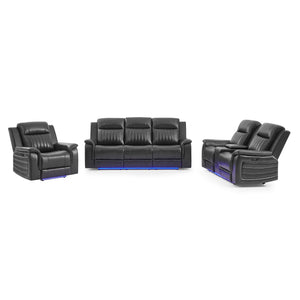 Ian - Power Reclining Sofa With LED & Global Surround System - Charcoal