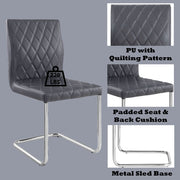 Ansonia - Side Chair (Set of 2) - Gray Synthetic Leather & Chrome - R&R Furniture Gallery (Fountain Valley, CA)