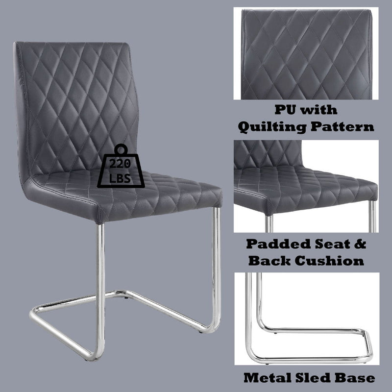 Ansonia - Side Chair (Set of 2) - Gray Synthetic Leather & Chrome - R&R Furniture Gallery (Fountain Valley, CA)