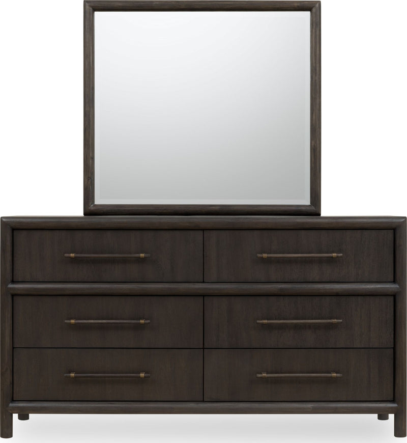 Dorsey Solid Wood and Glass Mirror in Basalt Grey