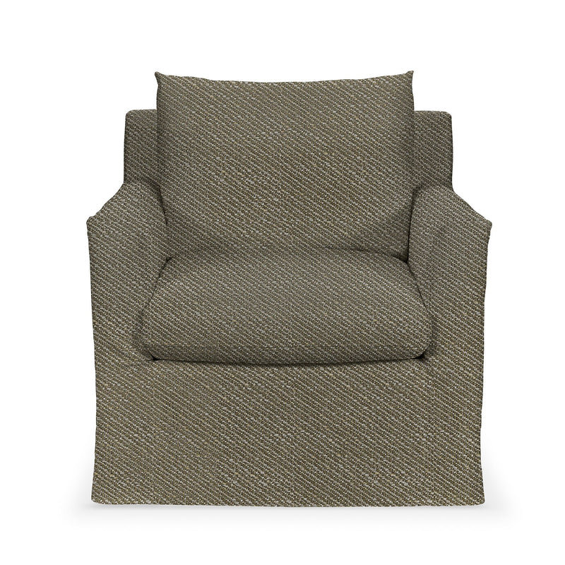 Classic Home Cassiano swivel chair with a rounded back and cushioned seat, featuring wooden legs and a modern design.