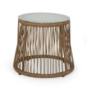Conversation Set With Tempered Glass Table Top - Light Brown - R&R Furniture Gallery (Fountain Valley, CA)