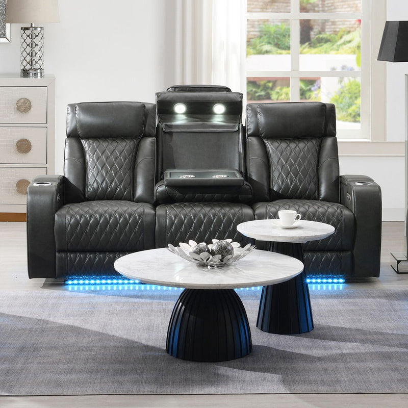Taddeo - Power Motion Sofa With Power Headrest, USB, Wireless Charger, LED & Reading Light - Dark Gray - R&R Furniture Gallery (Fountain Valley, CA)
