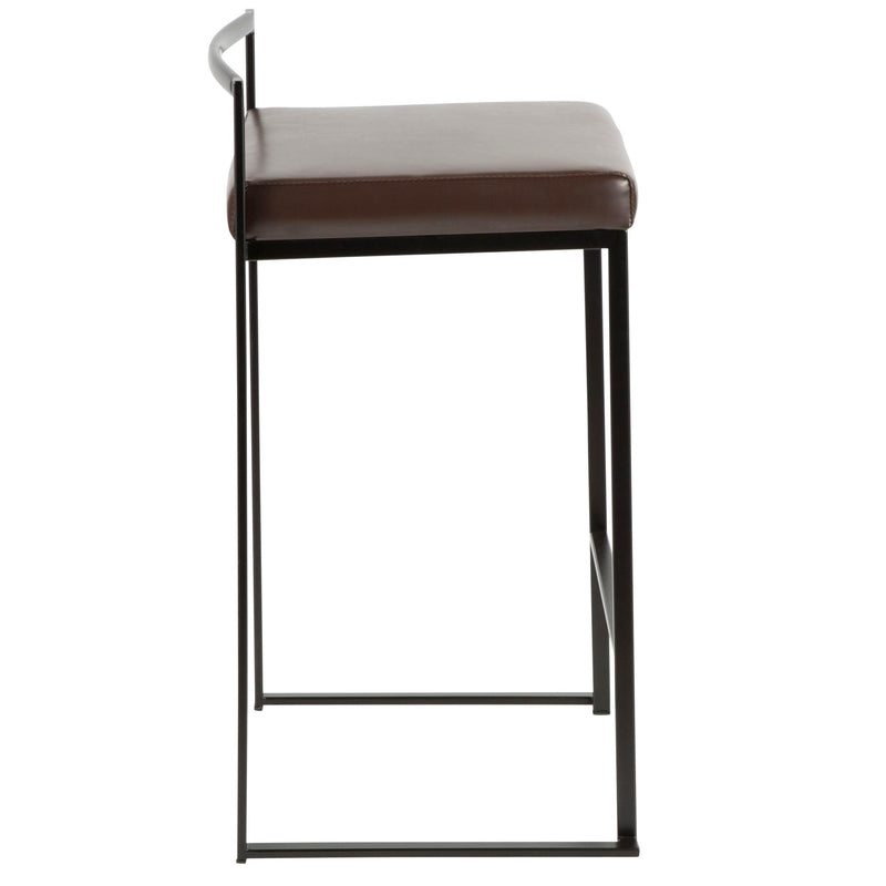 Lumi Source Fuji contemporary style stackable counter stool set with sleek design and wooden finish, perfect for modern kitchen or bar area.
