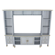 House Marchese - Entertainment Center - Gold Trim & Pearl Gray - R&R Furniture Gallery (Fountain Valley, CA)