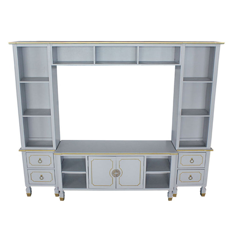 House Marchese - Entertainment Center - Gold Trim & Pearl Gray - R&R Furniture Gallery (Fountain Valley, CA)