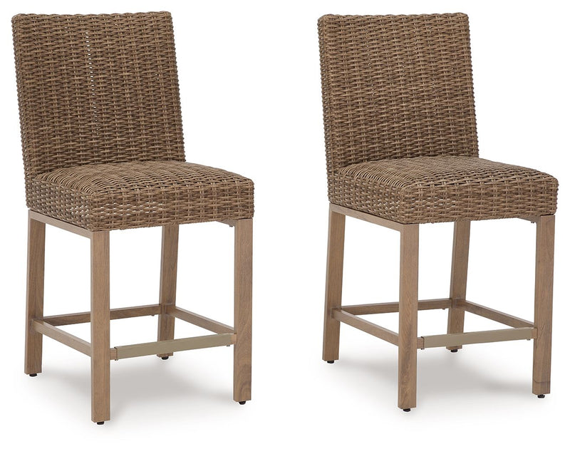 Walton Bridge - 5 Pc. - Square Bar Table W/Fire Pit, 4 Barstools - Driftwood - R&R Furniture Gallery (Fountain Valley, CA)