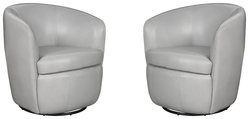 Barolo - 100% Italian Leather Swivel Club Chair (Set of 2) - R&R Furniture Gallery (Fountain Valley, CA)